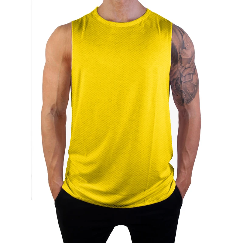 Plain Mesh Gym Clothing Summer Quick Dry Fitness Tank Tops Mens Sports Sleeveless Shirt Loose Basketball Jerseys Running Vest