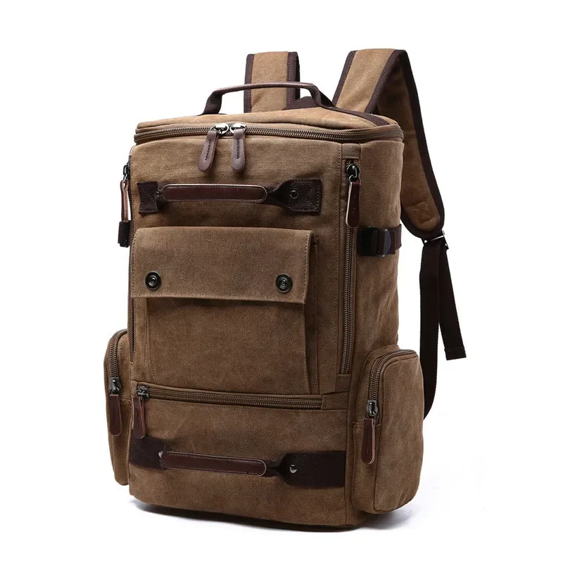 Vintage Canvas Backpack Large Capacity Casual Knapsack Men's Travel Hike Backsack Notebook Gripsack School Bag Laptop Backpack