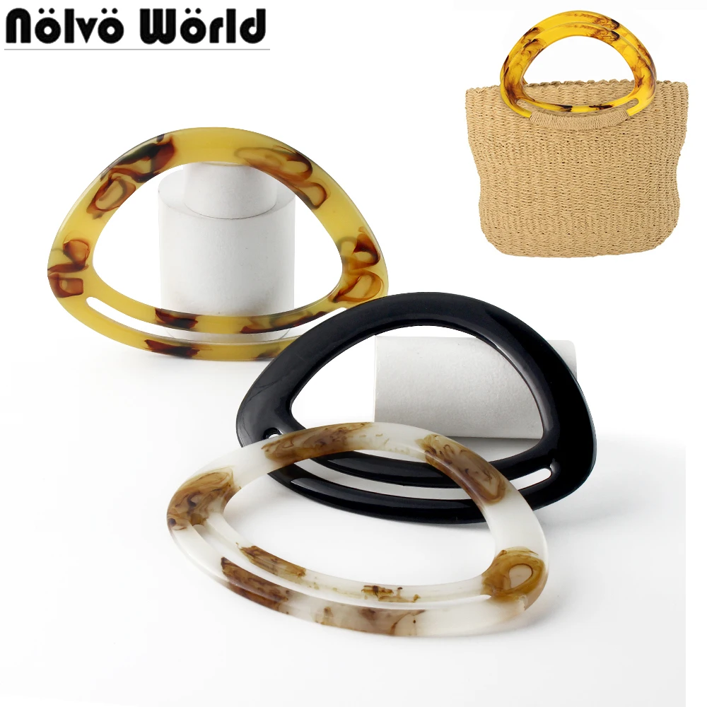 2-10-20PCS Happy Face Shape 18x13cm Leopard Resin Handle For Wristband Bags Handbag Decorative Handle Replacement Accessories