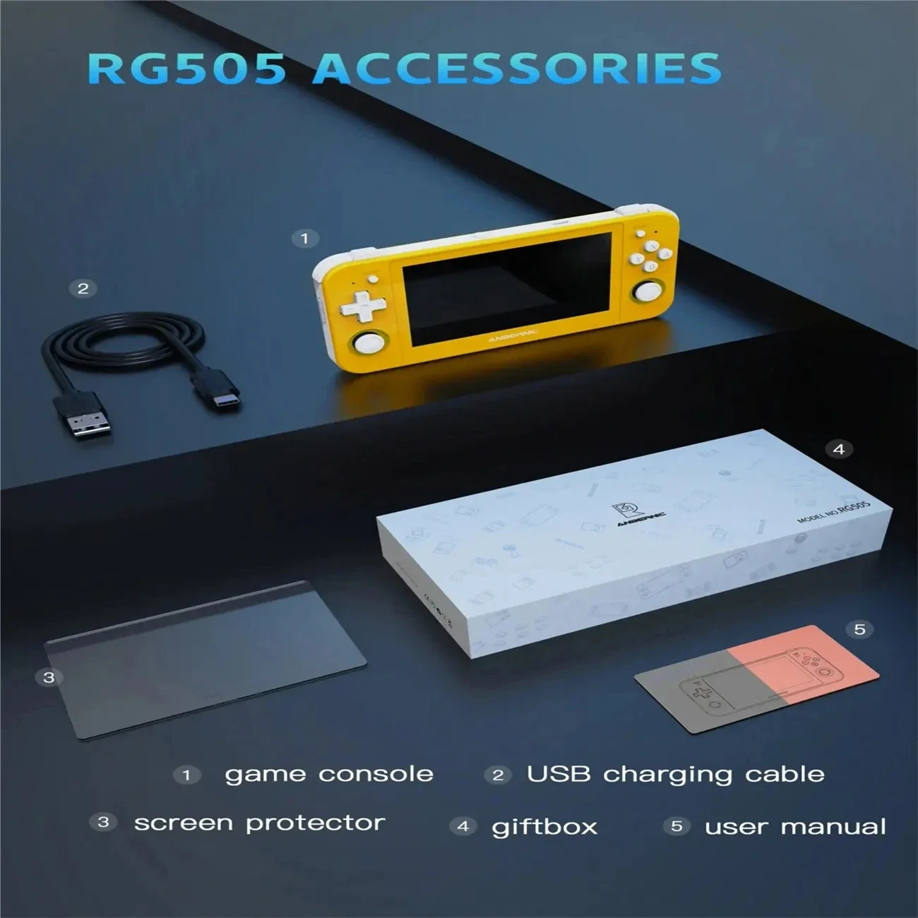 ANBERNIC RG505 وحدة تحكم بجهاز لعب محمول Unisoc Tiger T618 نظام أندرويد 12 4.95 بوصة OLED مع قاعة Joyctick OTA تحديث PSP هدية