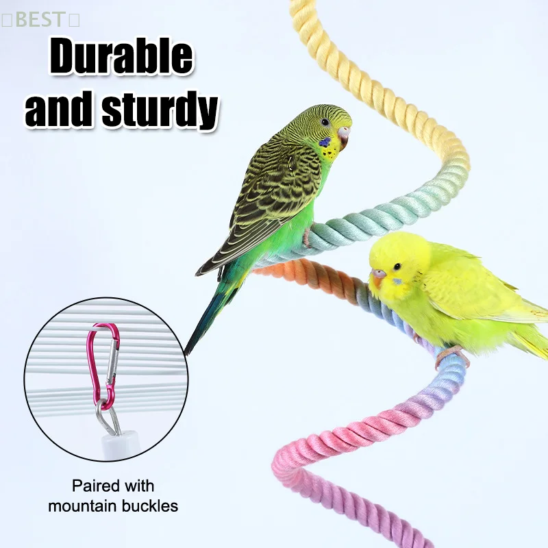 Parrot colored cotton rope rotating climbing rope standing pole swing fixed at both ends free bending ladder