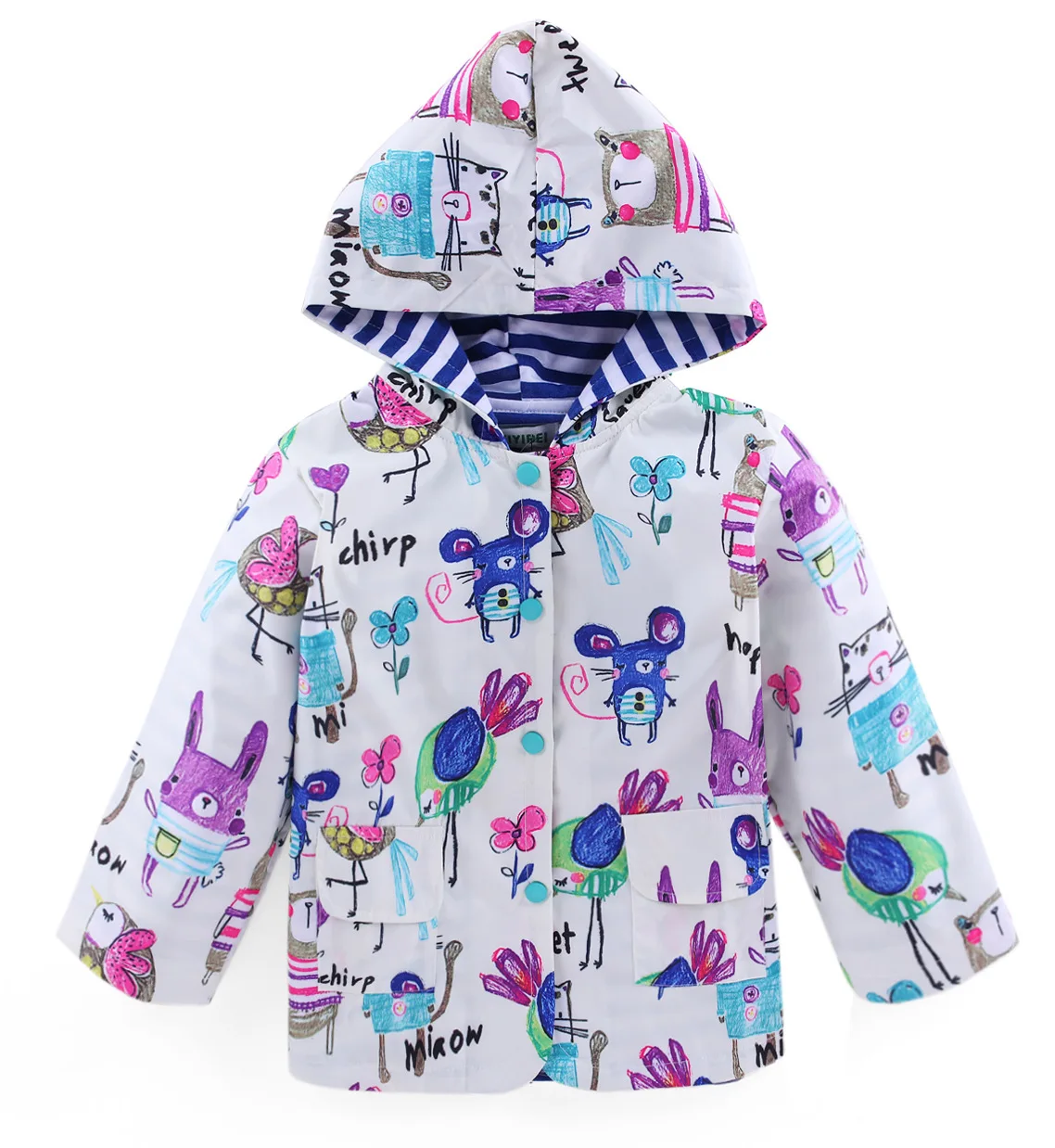 Baby Kids Waterproof Jacket Children Clothes Spring Casual Baby Girls Windcoat Long Sleeve Jacket Flower Print Kids Hoodie Wear