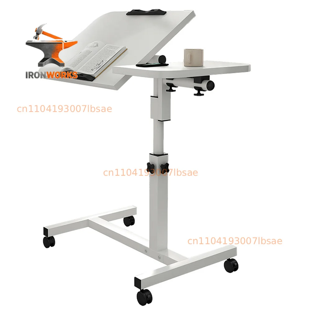 Movable Overbed Table With Wheels, Adjustable Height Overbed Table, Rolling Tray Table,   Bedside Desk