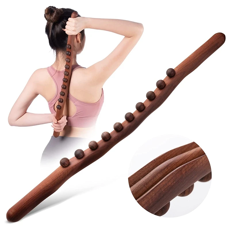 10 Beads Guasha Scraping Stick Wooden Massage Tools For Neck And Back Pain Stomach Body Shaping Anticellulite Leg