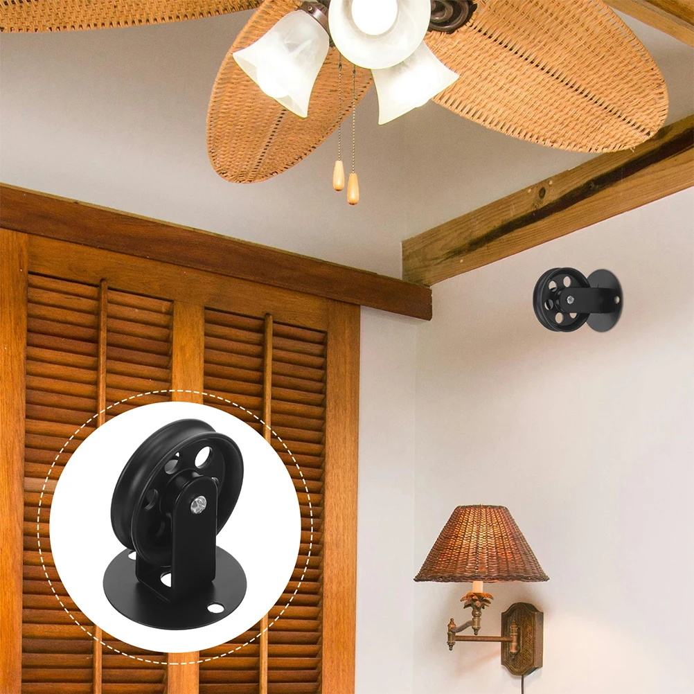 

2pcs Vintage Pendant Light Fixture Iron Ceiling Mount Adjustable Pulley System For Home Office Restaurant Ceiling Pulley Wheel