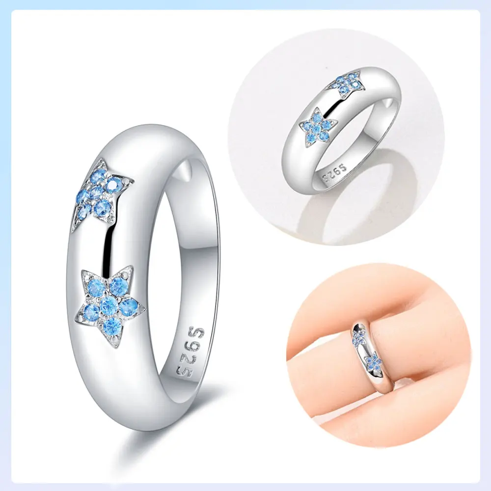 Ring aus Sterlingsilber, 925er vergoldet, Farbe Zirkonium, Krone, Lebensbaum, Stern, Mond, Ringe für Damen, hochwertiger edler Schmuck, Hochzeitsgeschenk