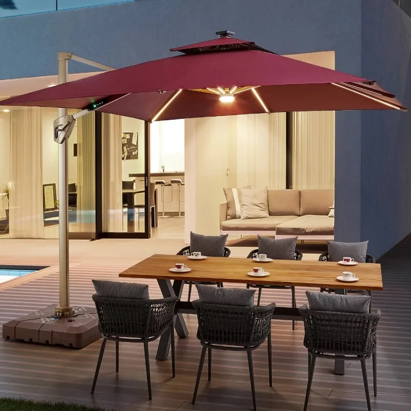 

Factory Wholesale Fully Aluminum Outdoor Solar Led Parasol Patio Umbrellas For Garden Deck Pool Beach Hotel Backyard Use