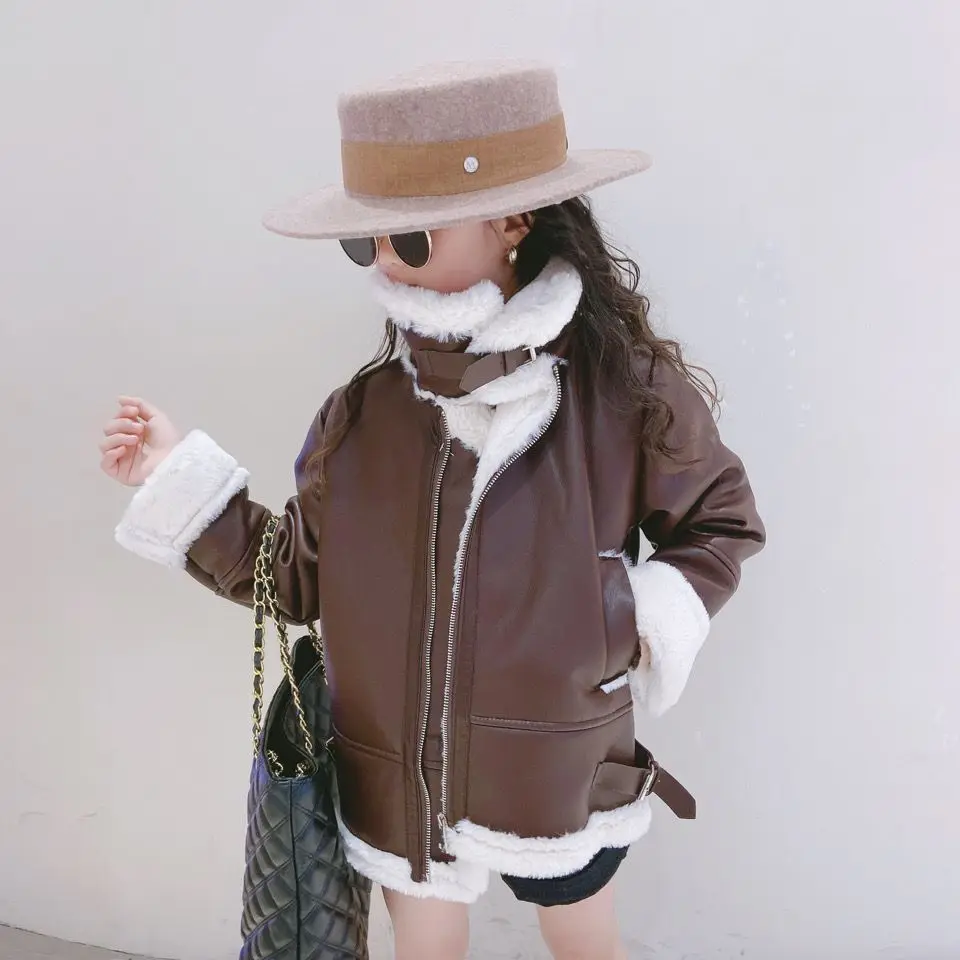 2024 New Baby Girls Jacket Autumn Winter Thick Warm Faux Fur Coat for Girls Outwear Fashion Cute Plush Children Clothing TY79