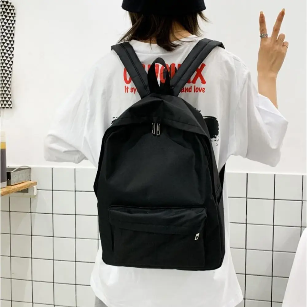 Casual Simple Solid Color Backpack Large Capacity Fashion School Bags Schoolbag Travel Backpack Book Bags Teenagers