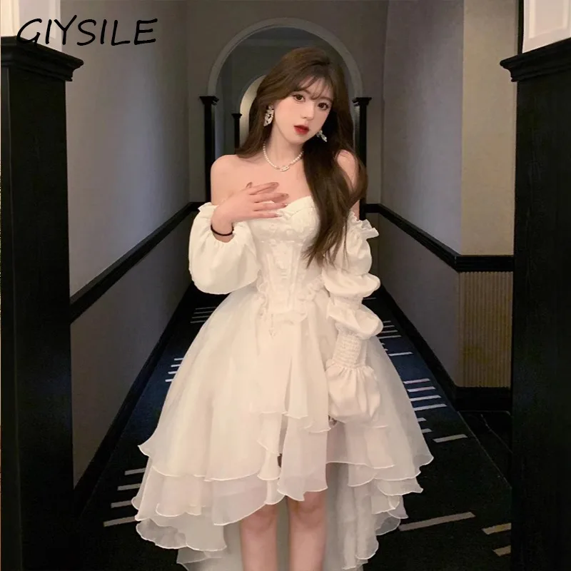 

GIYSILE 2025 Новое вечернее платье на одно плечо весной стройные и белые женские свадебные платья Ормальное платье женское элегантное с открытой спиной