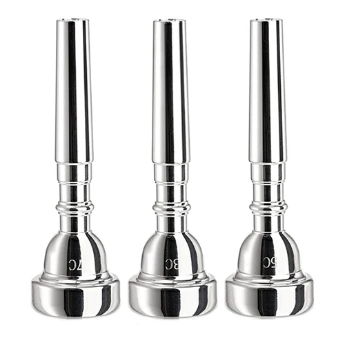 Imagen 2 del producto Paquete de 3 boquillas de trompeta, boquilla chapada en plata 7C 5C 3C para principiantes, jugadores profesionales