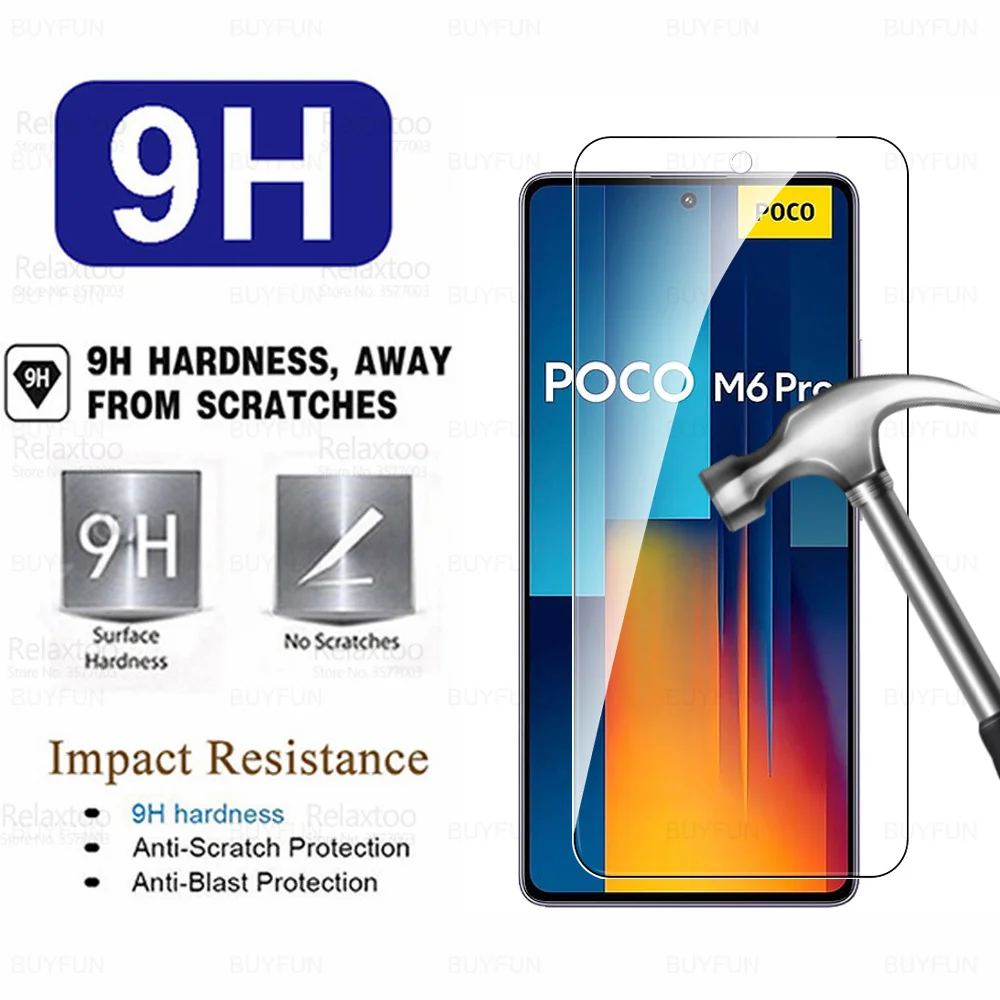 Cristal Protector 4 en 1 para Xiaomi Poco M6 Pro 4G, cristal templado para PocoM6Pro, Poko Poxo, Poco M6Pro