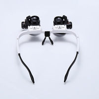 8x 15x 23x Double Eye Loupe Head Wearing Repair Jeweler Watch Clock Magnifier Illuminated Magnifying Glass with LED Light