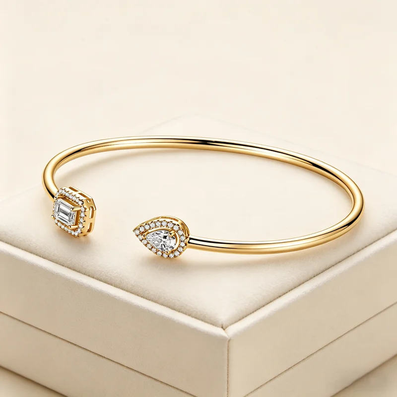 

Браслет-манжета Lnkry Brilliant Pear с изумрудной огранкой из муассанита, серебро 925 пробы, сертифицированный оригинал, разъемный, для женщин, ювелирное украшение на руку