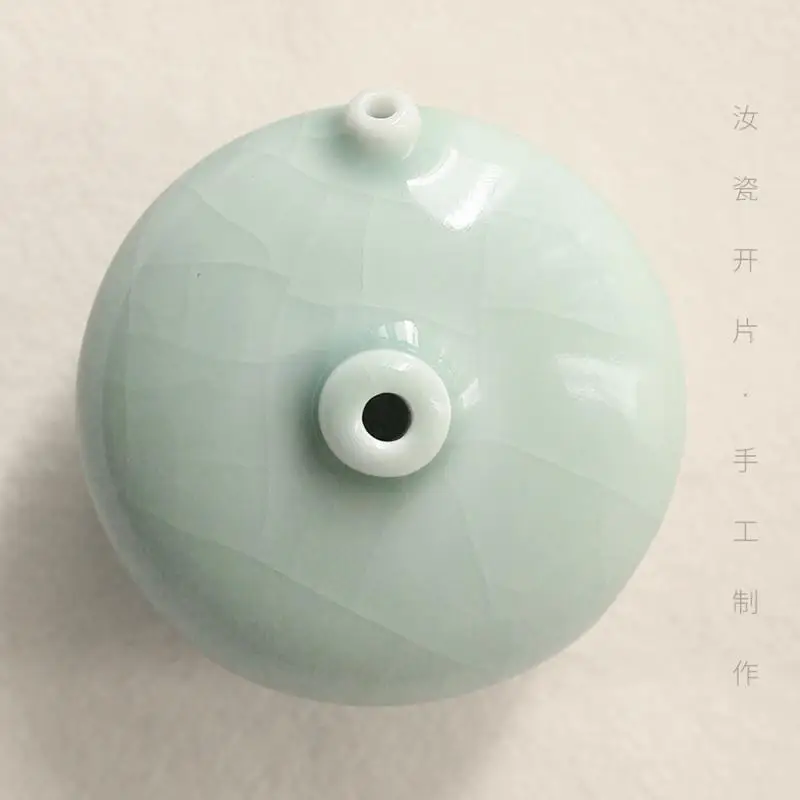 HVV Drip Ru Porcelain Pocket Inkstone Drip Drip Inkstone Table Grinding Ink with Ink Disc Adding Water Room Utensils Calligraphy