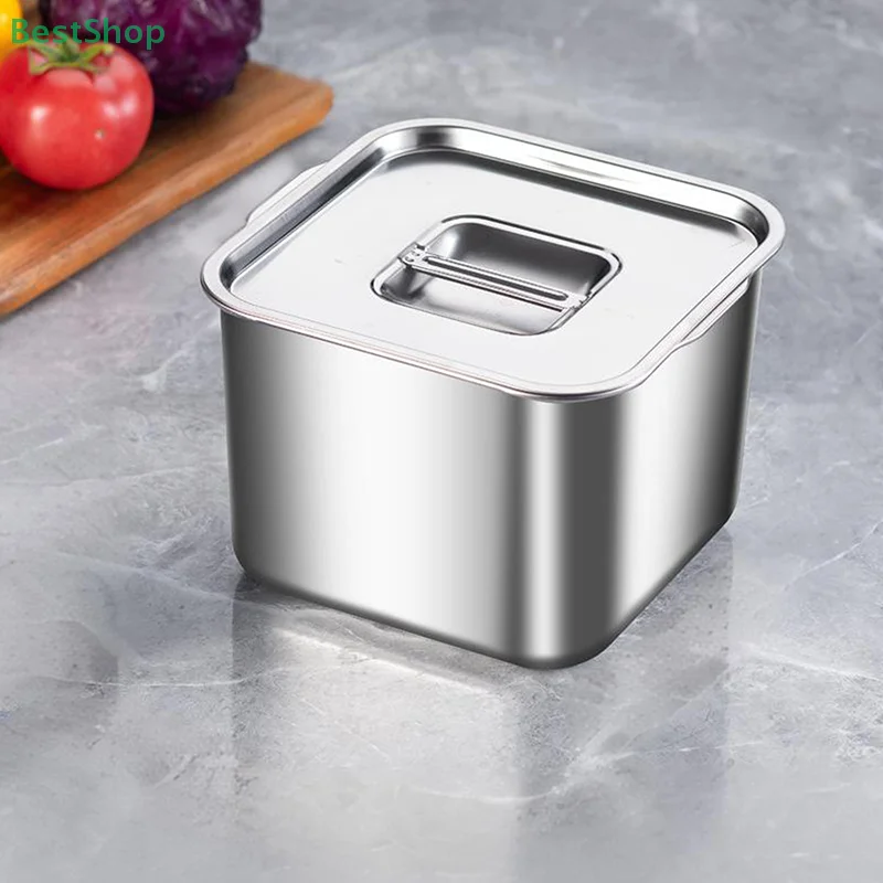 Stainless Steel Fresh-keeping Box Sealed Leak Proof Lunch Box Fruit Box With Lid Dumpling Container Refrigerated Storage Box