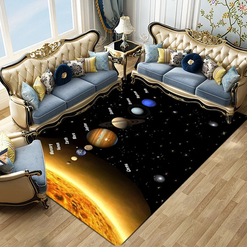 New Solar System Space 3D Carpets For Home Living Room Floor Mat Washable Door Mat Non-slip Area Rug Bedroom Decoration teenager