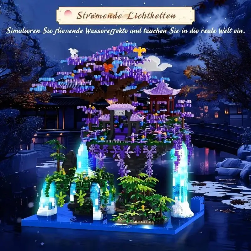 4574-teiliges Bausteinset „Antiker chinesischer Pavillon“, Modellbausatz „Märchenpalast-Architektur“, Mini-Bauspielzeug im traditionellen chinesischen Stil, DIY-Sammel- und Ausstellungsbausatz für