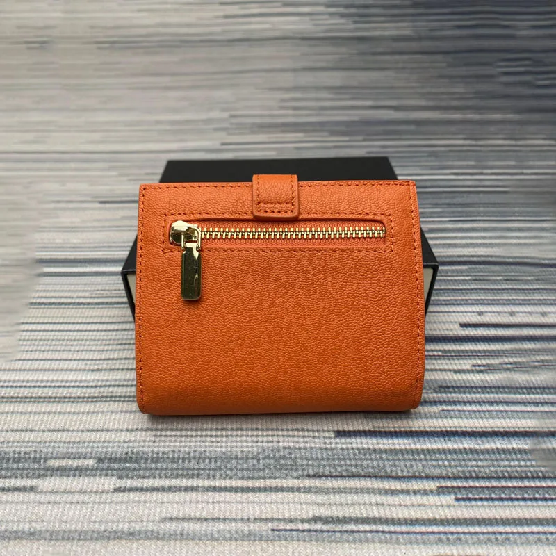 Genuine leather Women Wallet New top luxury men's short half fold thin solid color litchi small wallets Zip coin purse гаманець