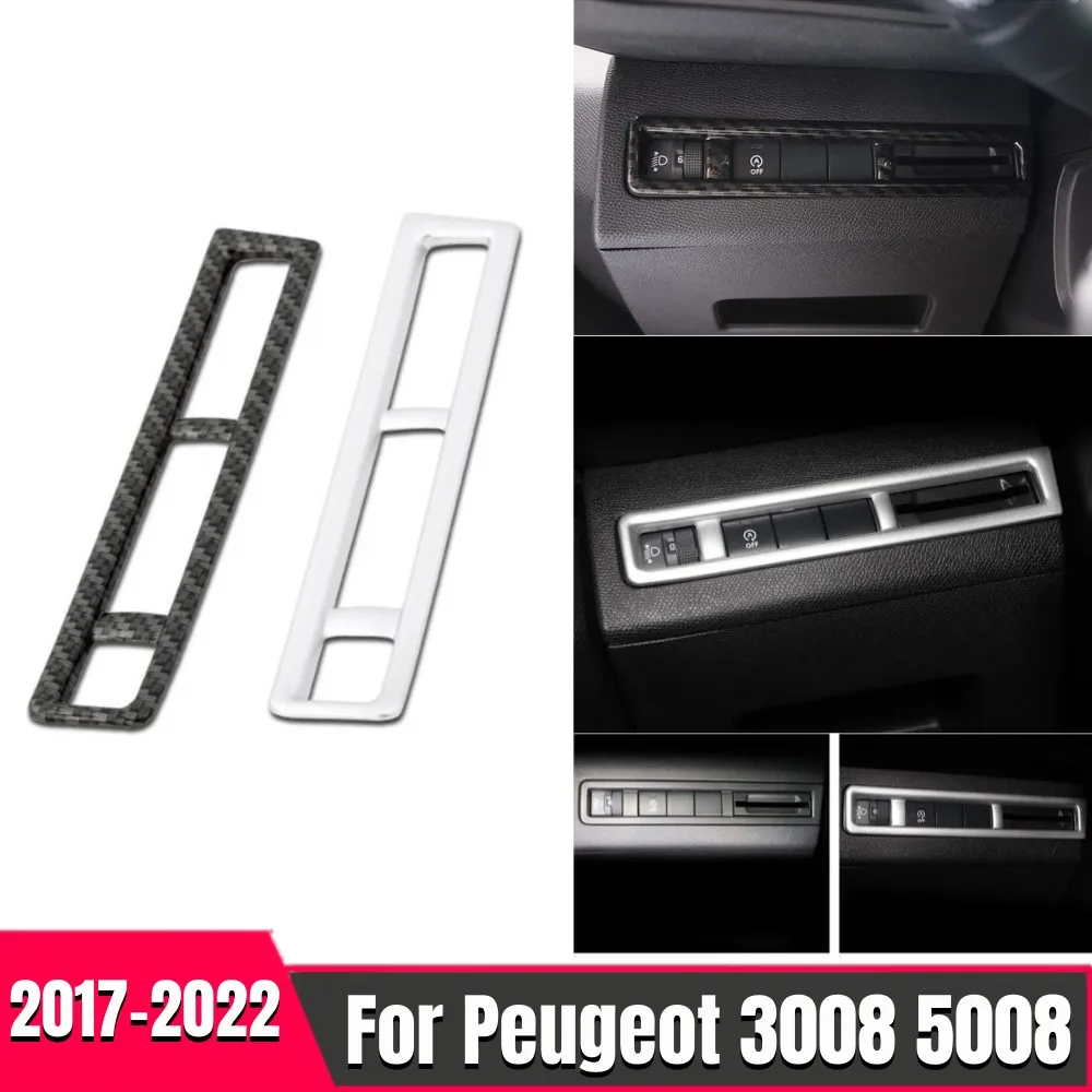 

For Peugeot 3008 GT 5008 2017-2022 ABS plastic Car Headlight Switch Sequin Headlight Adjust Cover Sticker Accessories Interior