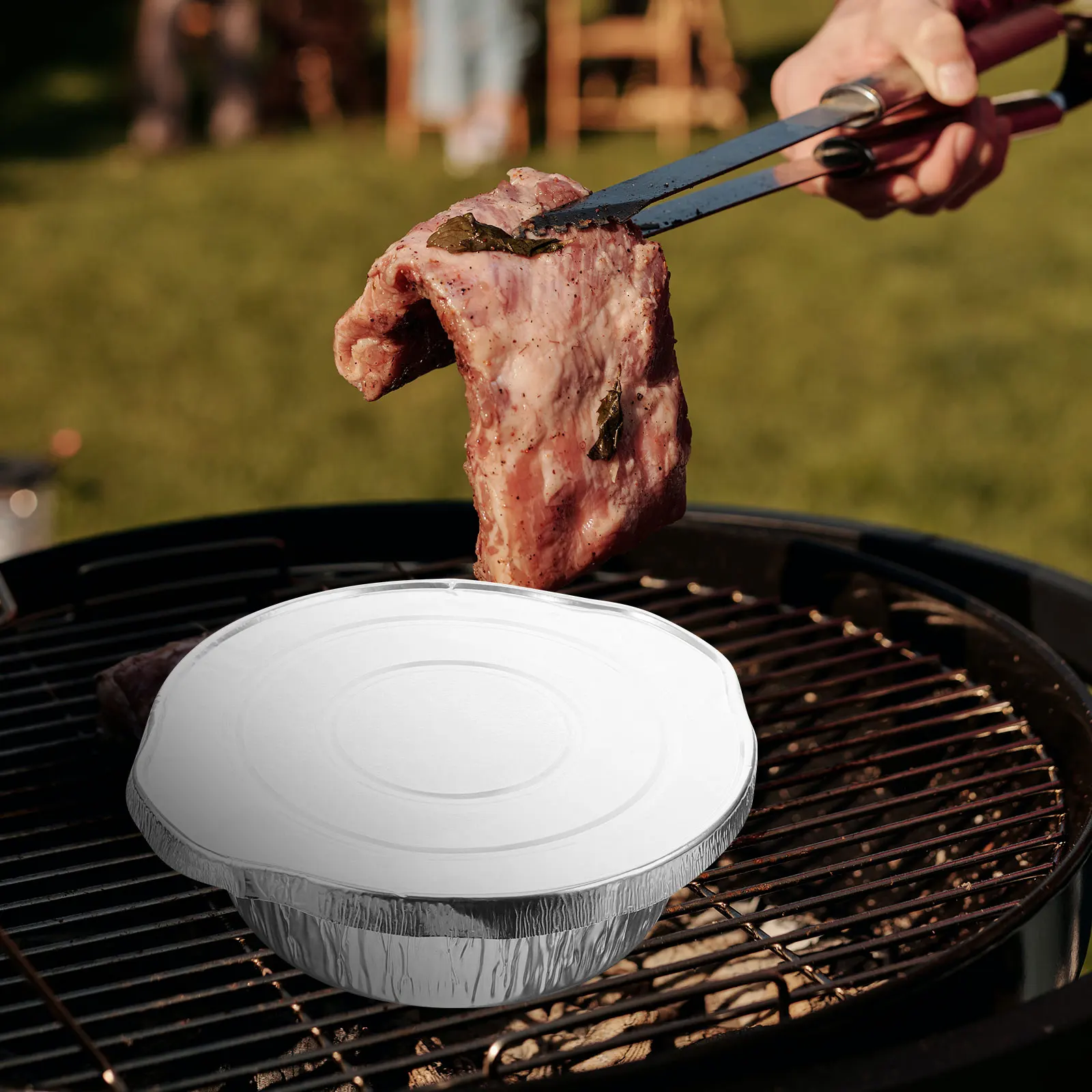 

5Sets Tin Foil Paper Foil Pans Portable Bbq Pots Thickened Heat Resistant Multi-Use Grill Cooking Air Fryer Oven Microwave