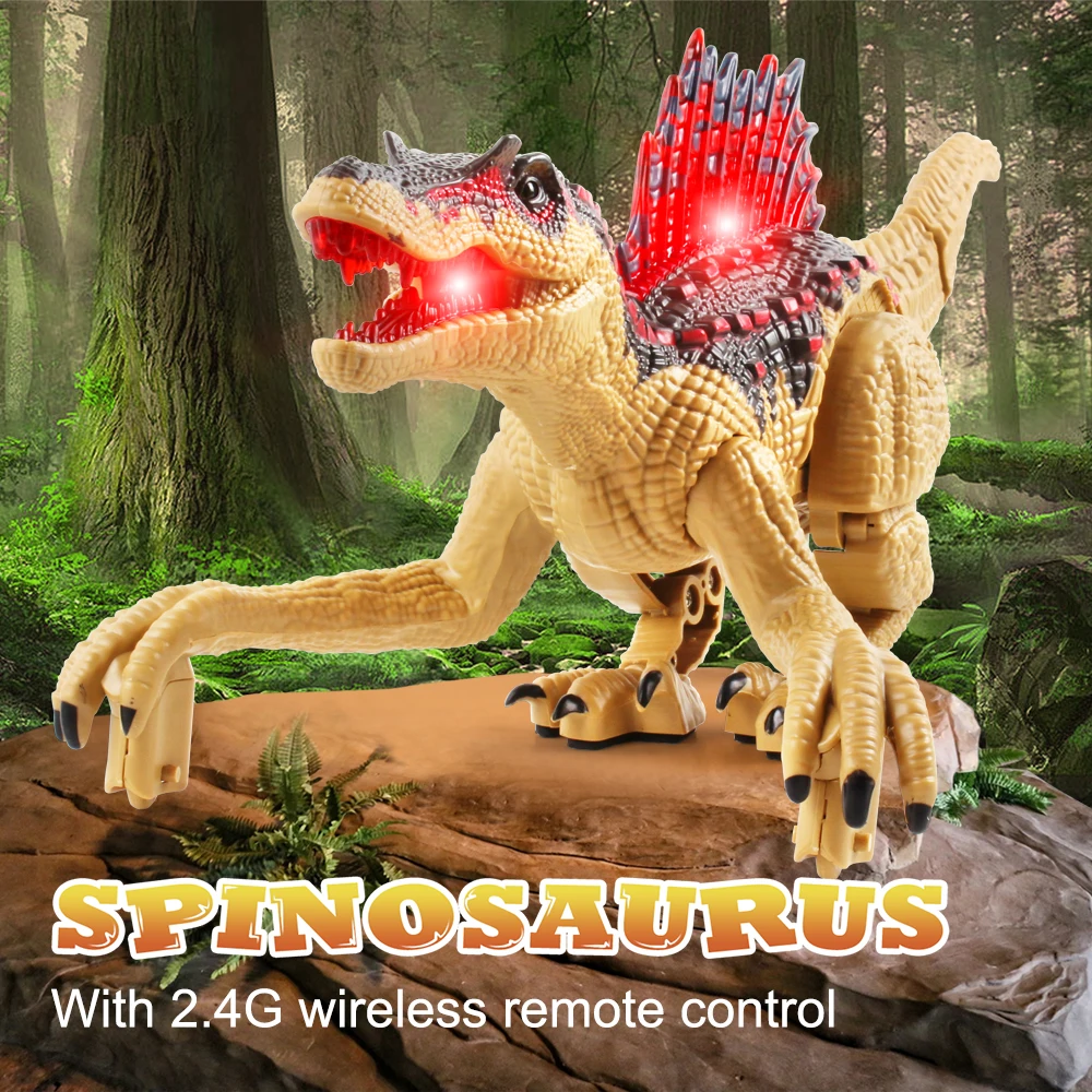 Controle Remoto Elétrico Simulação Spinosaurus Model Toy com Luz e Som, Dinosaur Toys for Kids, Presente para Meninos, Animal, 2.4G