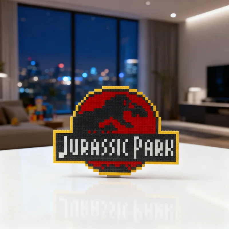 283 Piezas MOC, Bloques de Construcción con el Logotipo de Jurassic Park, Modelo Artístico, Regalos de Navidad, Juguete Creativo, Idea de Bricolaje, Ladrillos para Armar
