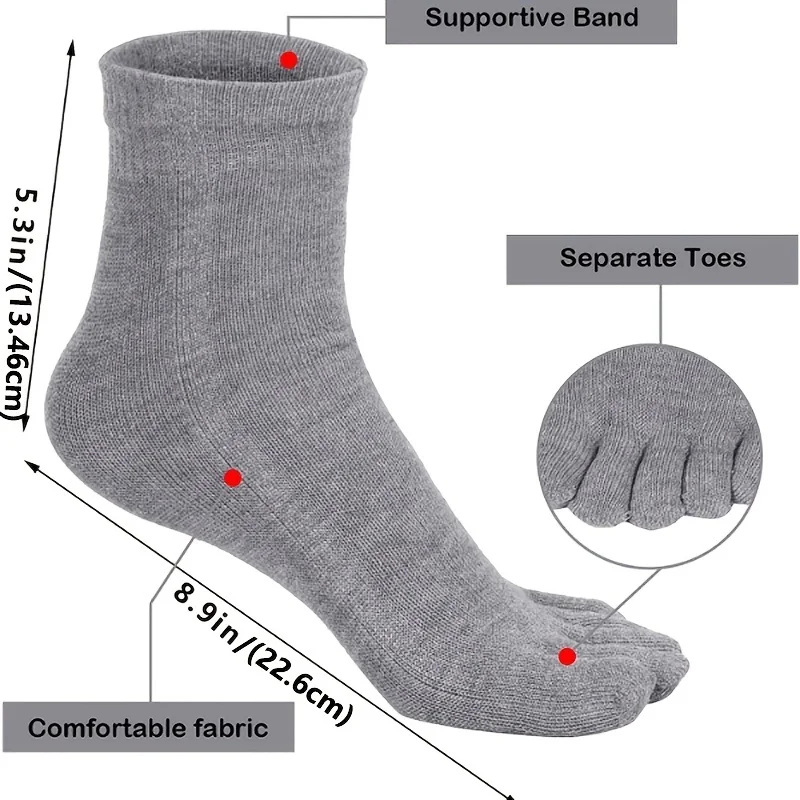 4 Pairs Men's Breathable Sweat Socks Toe Socks, Novelty Socks, Sports Socks image 2