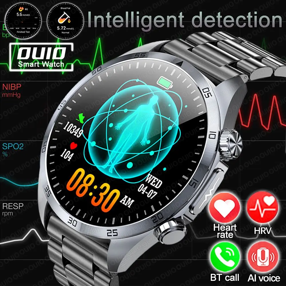 

2025 New Body Fat Analysis Health Smart Watch ECG+PPG Uric Acid Blood Pressure Blood Oxygen Clock Call Smart Watch For Men Women