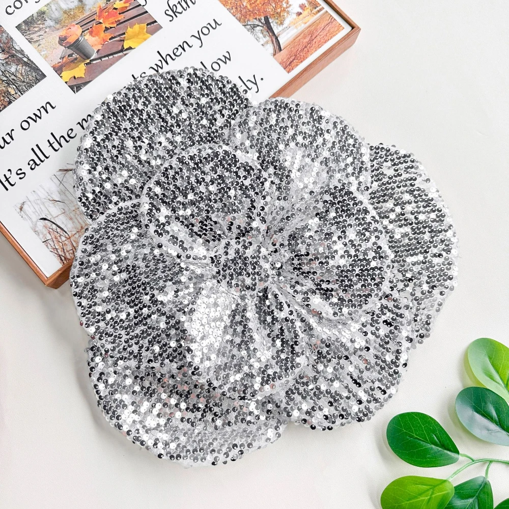 Glitzernde Pailletten, große Stoff-Blumen-Broschen für Frauen, handgefertigt, Hochzeit, Party, Corsage, Anstecknadeln, luxuriöser Schmuck, Geschenke – Detail 6