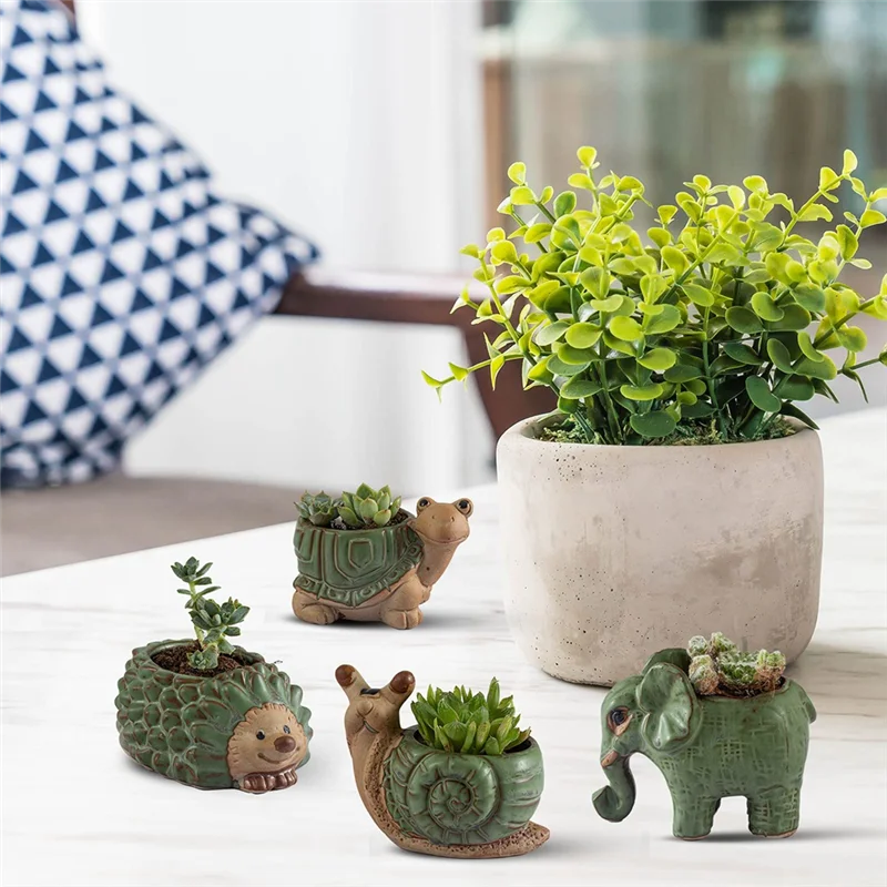 

CYCLI-Small Succulent Pot With Drainage, Animal Pot, Indoor Plant, For Home Decoration