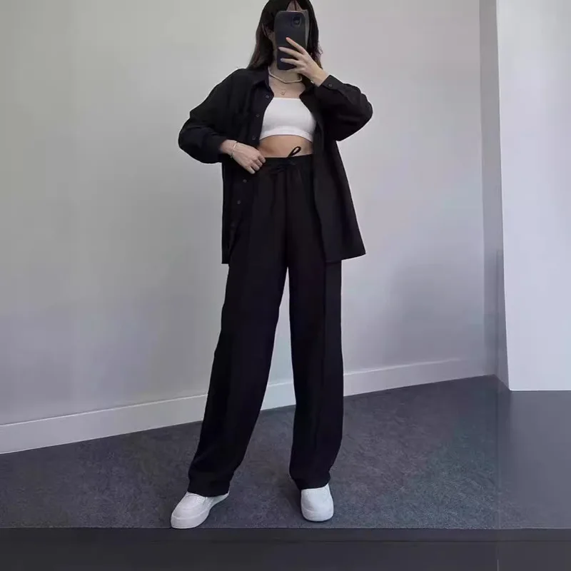 New hot ladies casual shirt suit spot spring autumn loose fashion solid color sports comfortable high-end career office