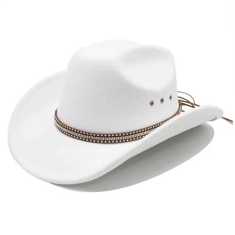 European and American Classic Western Cowboy Hat Woolen Big Brim Men and Women Riding Hat Outdoor Hat Sunshade Sunscreen Top Hat