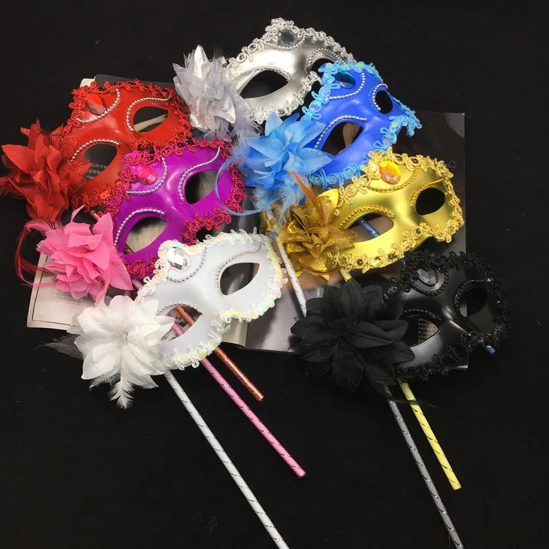 

10pcs Masquerade Mask with Stick Venetian Mardi Gras Decorations for Womens Girls Princess Halloween Costume Masks