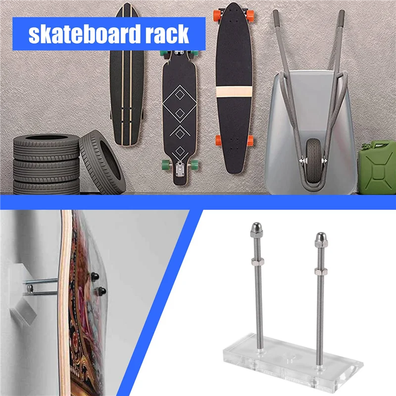 ABHS-ไม้แขวนสเก็ตบอร์ด 2PCS Wall Mount Deck Rack สําหรับสเก็ตบอร์ด Deck Display และ Storage