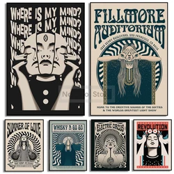 Psychedelic Electronic Rock Music Posters Hippie Art Prints Canvas Painting Wall Art Pictures Home Room Vintage Concert Decor