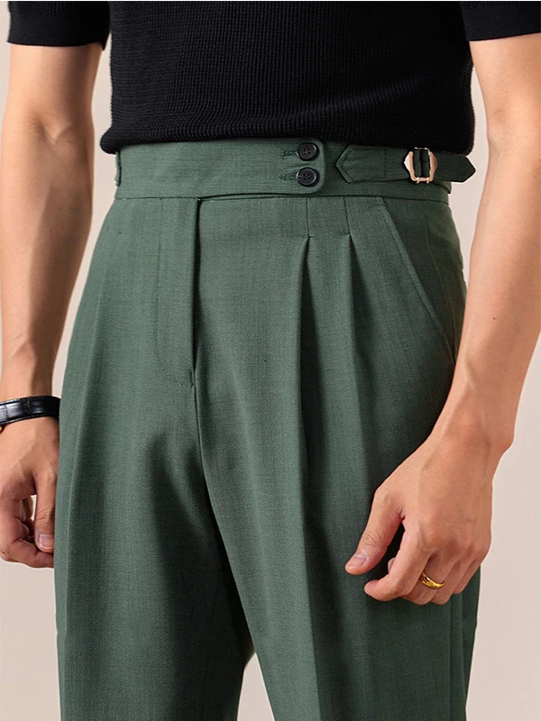 

Итальянские мужские повседневные брюки прямого кроя с пуговицами, не требующие глажки, длинные, для молодежи, делового стиля, однотонные