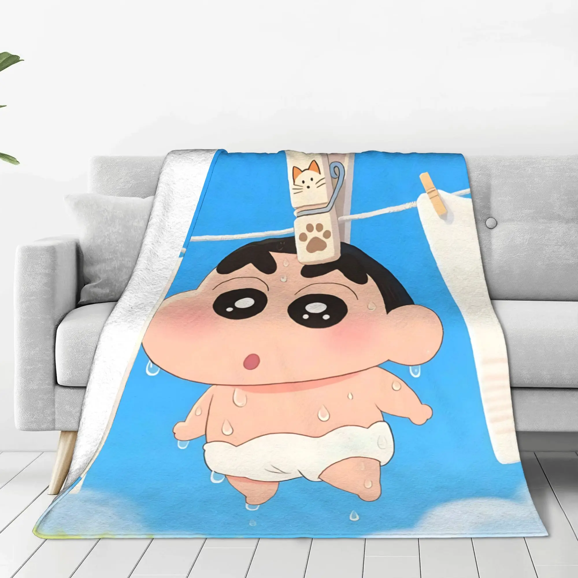 1PC home Cutecore Room Decor Crayon S Shin chan Blanket Throw Blanket  Novelty Warm Blanket All Season