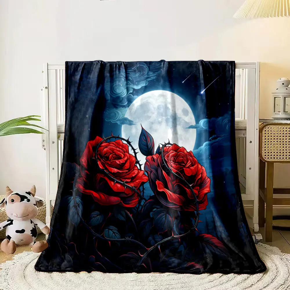

Roses in The Dark of Night Print Warm Comfortable Blanket Home Travel Camping for Adults and Kids Luxury Gifts Picnic Blanket