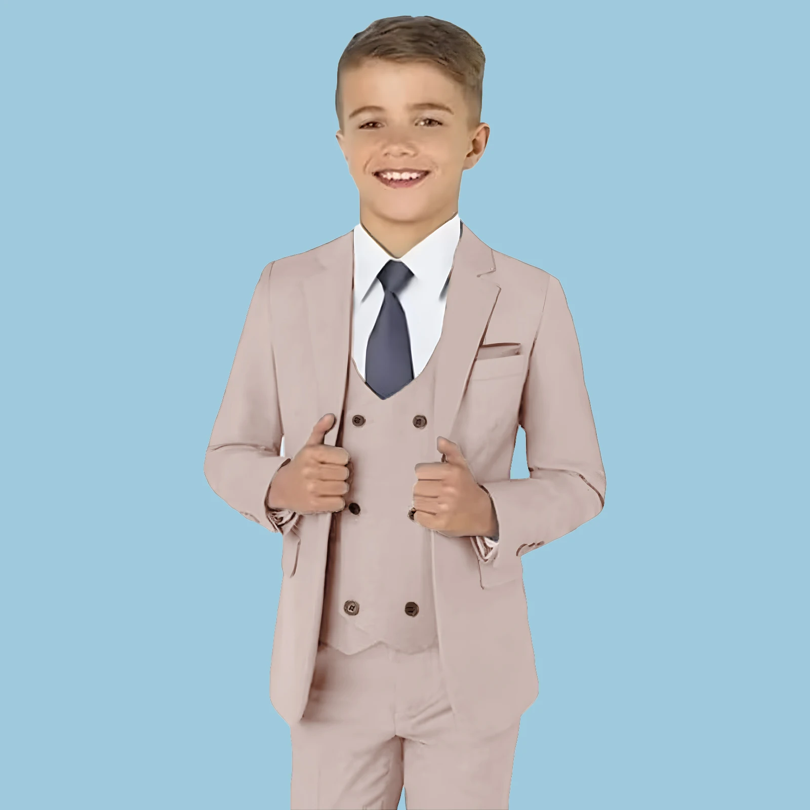 Wedding Suit For Boys Children Beige Stage Performance Formal Suit Flower Kids School Graduation Piano Ceremony Costume Set