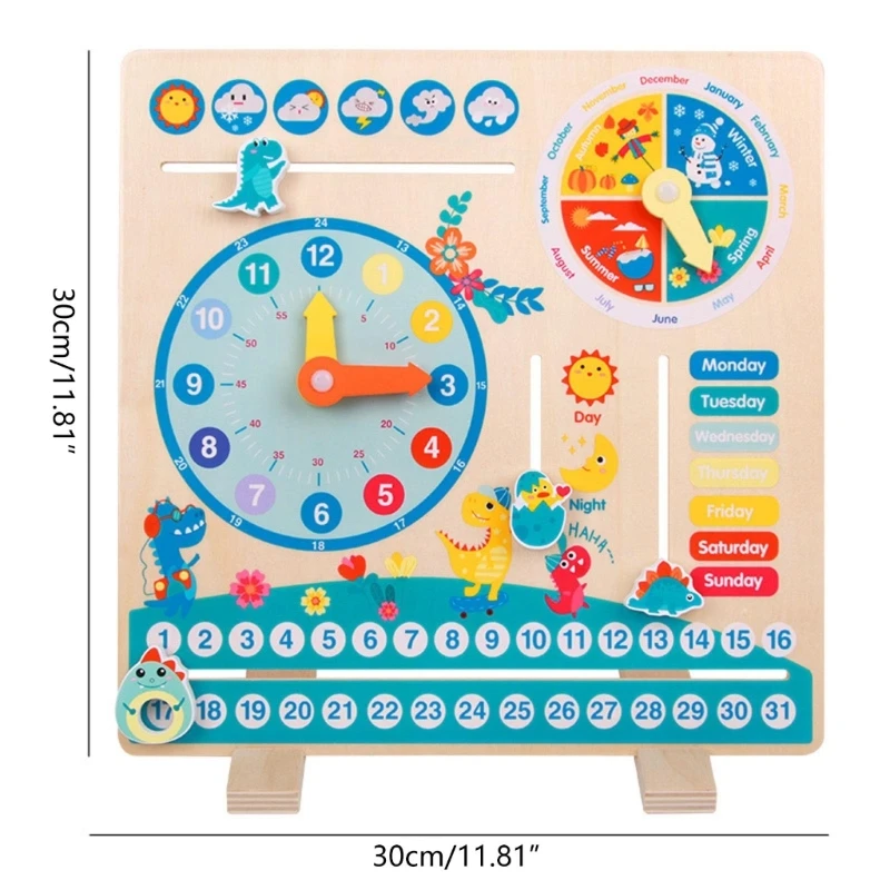 Montessori Toy Clock para Crianças, Estações do ano, Meses, Dias da Semana, Contando, Aprenda a Reconhecer, Calendário, D5QF