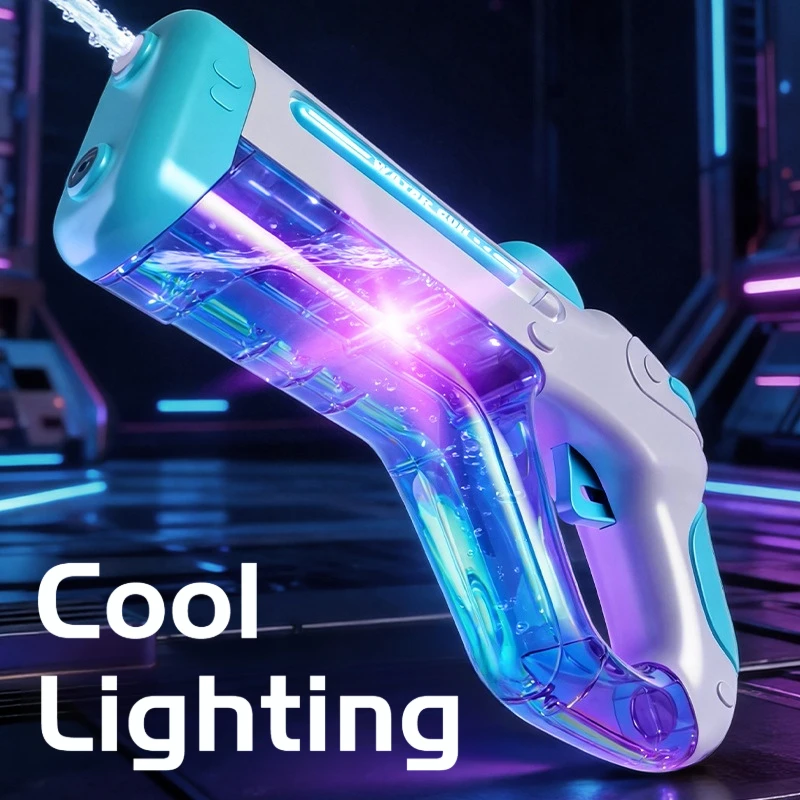2026 Electric Pulse Water Gun with Colorful Lights High Pressure Automatic Continuous Shot for Summer Outdoor Play Water Toy