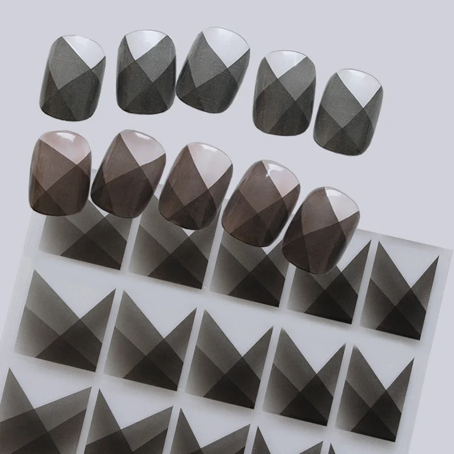 3 قطع من ملصقات الأظافر على الطراز الفرنسي المتدرج، ملصقات فنية للأظافر سهلة الاستخدام لتزيين الأظافر اللاصقة #5