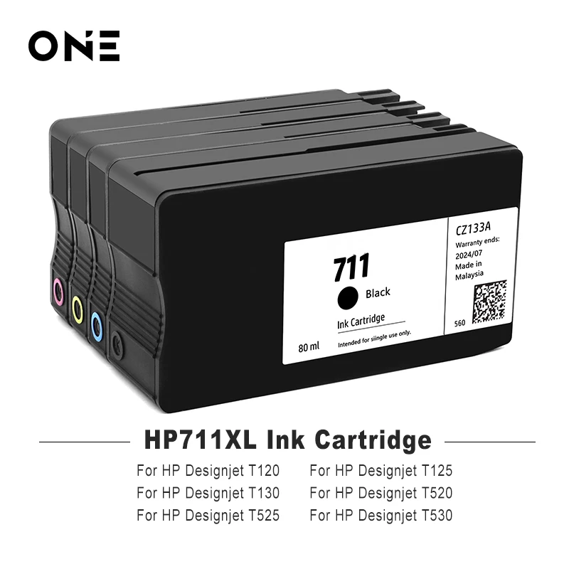 

For HP 711XL 711 HP711 Ink Cartridge Kit Black For HP DesignJet T100 T120 T125 T130 T520 T525 T530 Printer HP 711XL خرطوشة الحبر