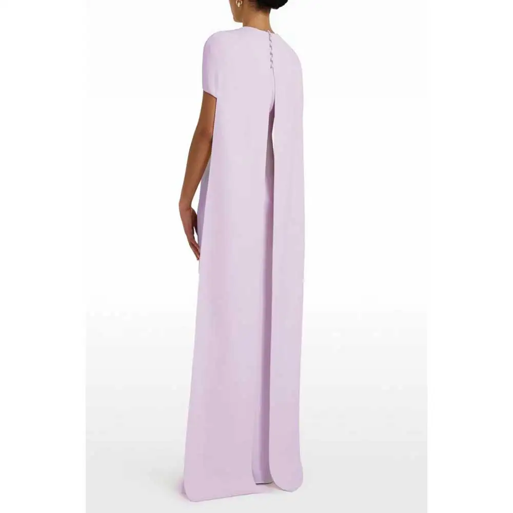 YUMDAI Light Purple Elegant Long Cape Evening Dress 2024 Saudi Arabia Women\'s Formal Ball Dress Special Occasion Crepe Dress