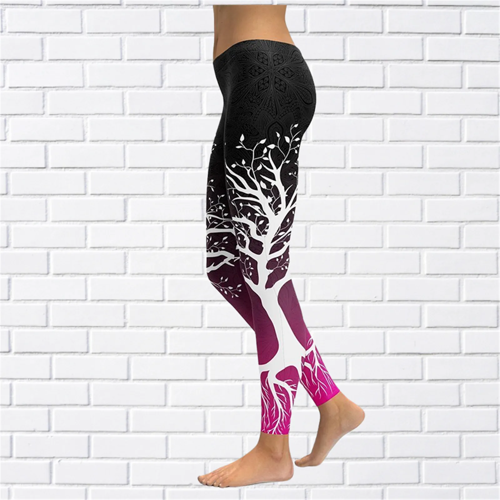 MSIEESO Fashion Leggins Vintage Datura Tattoo Pattern 3D Print Tight Trousers Yoga Pants Gym Jogging Fitness Women Clothing