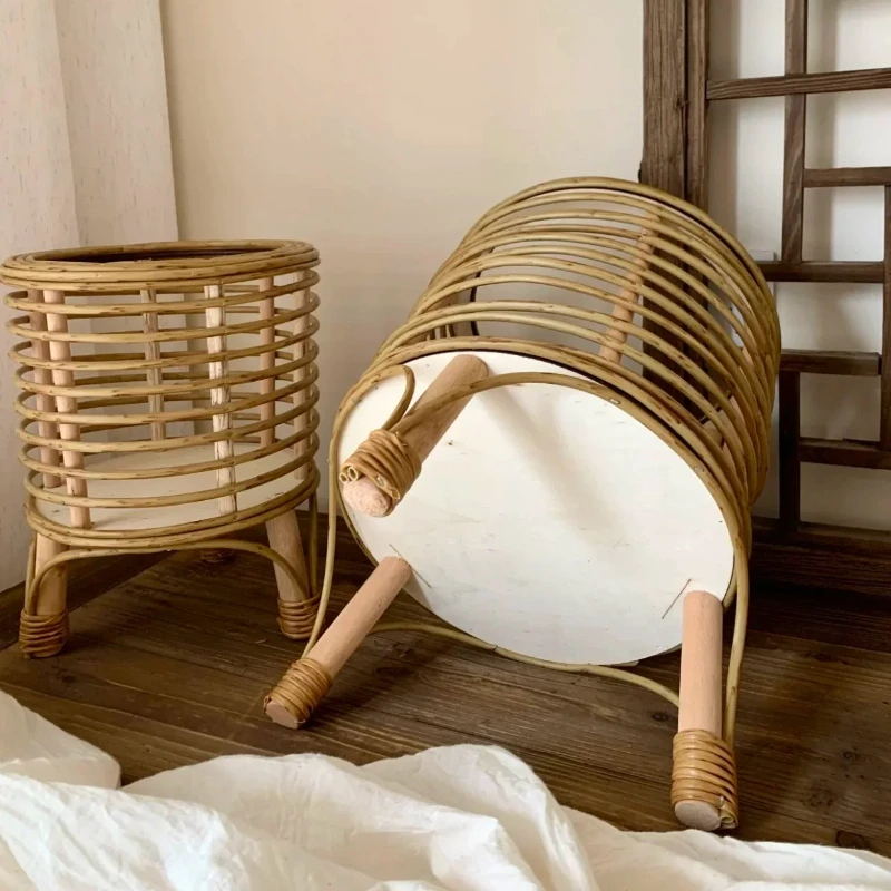 Retro Imitation Vine Plant Basket Multifunctional Plant Stand Creative Flower Pot Holder for Balcony Rustic Living Room Decor