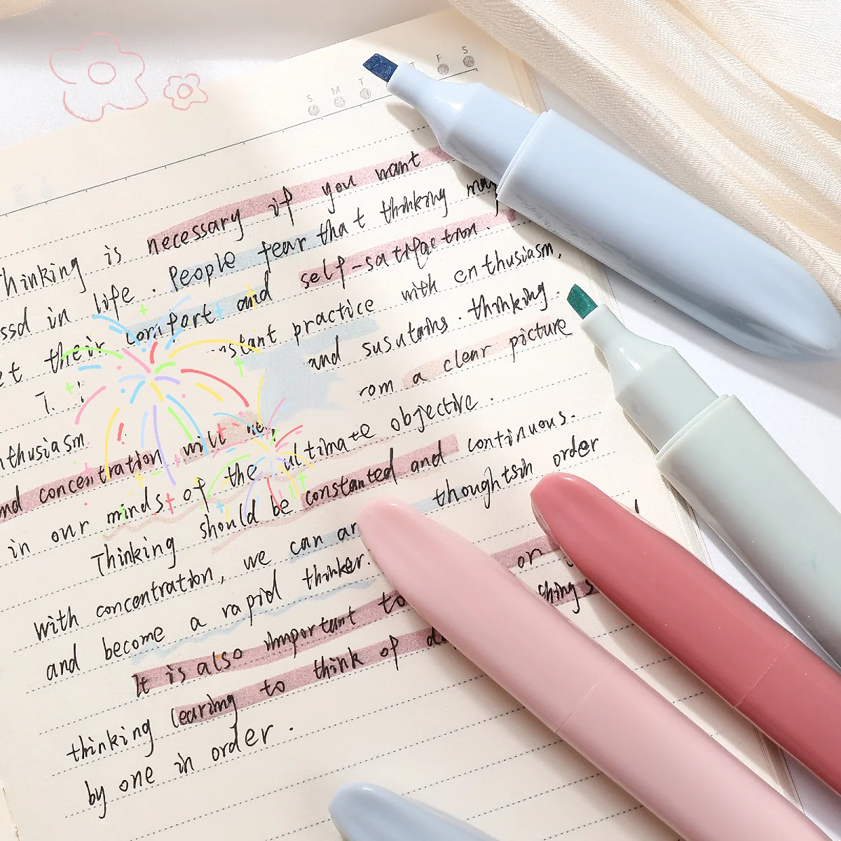 12pcs Random Color Highlighter Pen Set, For Underline, Back To School, School Supplies