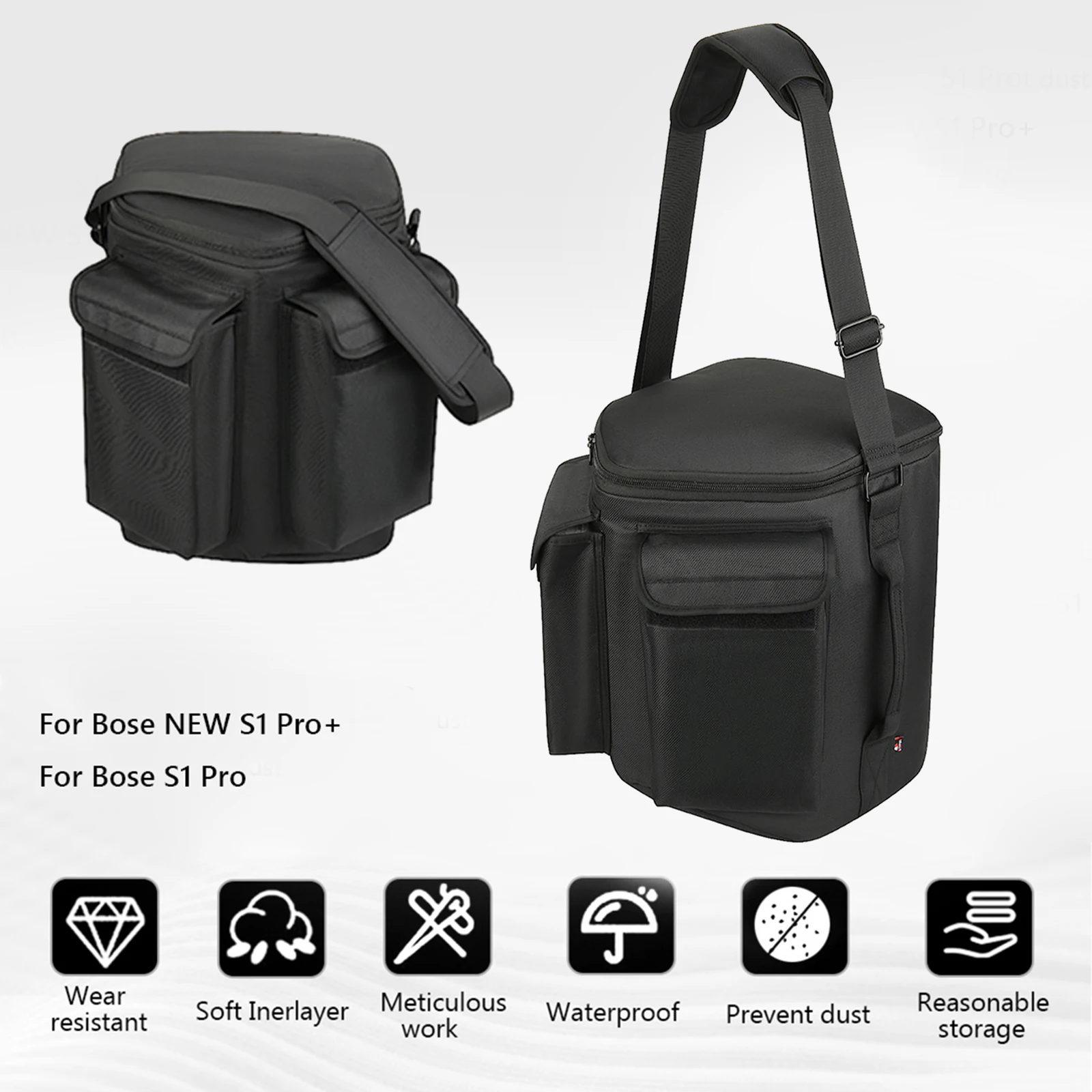 Travel Carrying Case Anti-Drop Portable Storage Bag with Handle&Shoulder Strap&Accessory Pocket for Bose S1 Pro/for Bose S1 Pro+