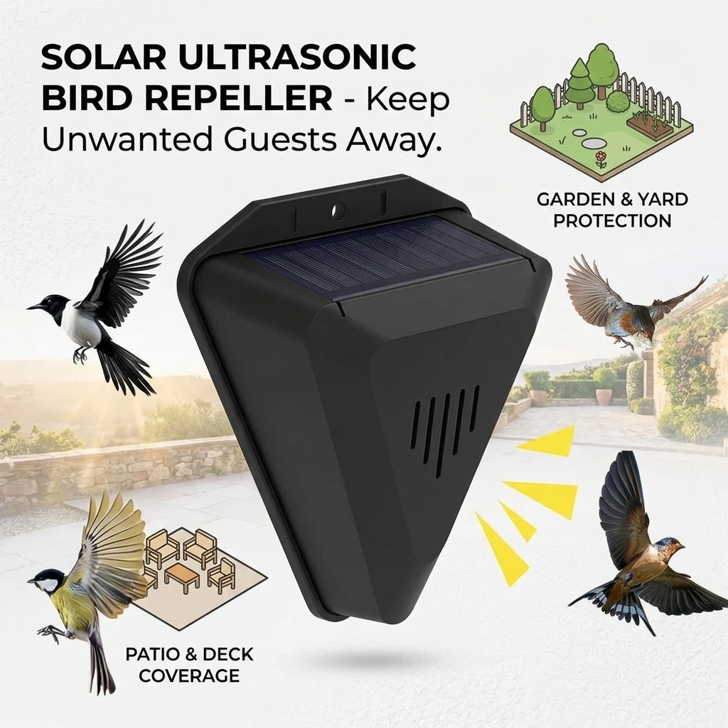 Solar Timer Bird Repeller 13 Sound Waterproof Outdoor Crop Orchard Protection Animal Deterrent for Garden Farm